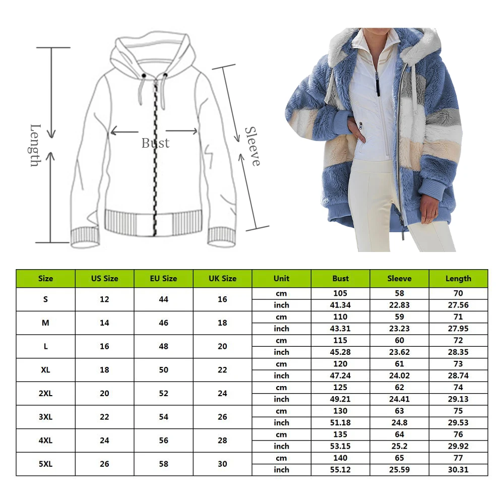 

Winter women coat jacket woman clothing warm Plush patchwork zipper Hooded jacket loose Long Sleeve Plus Size clothes Top Coat