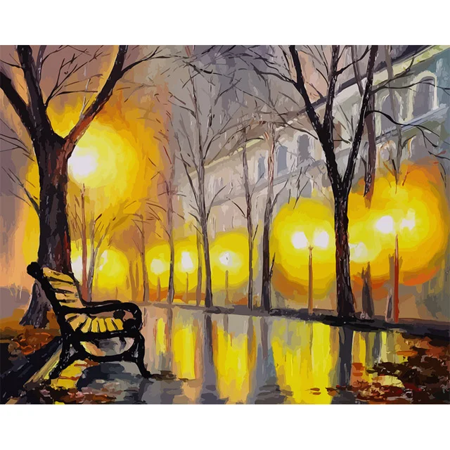GATYZTORYFrame60x75cm деревья Diy Краска по номерам набор современное настенное искусство