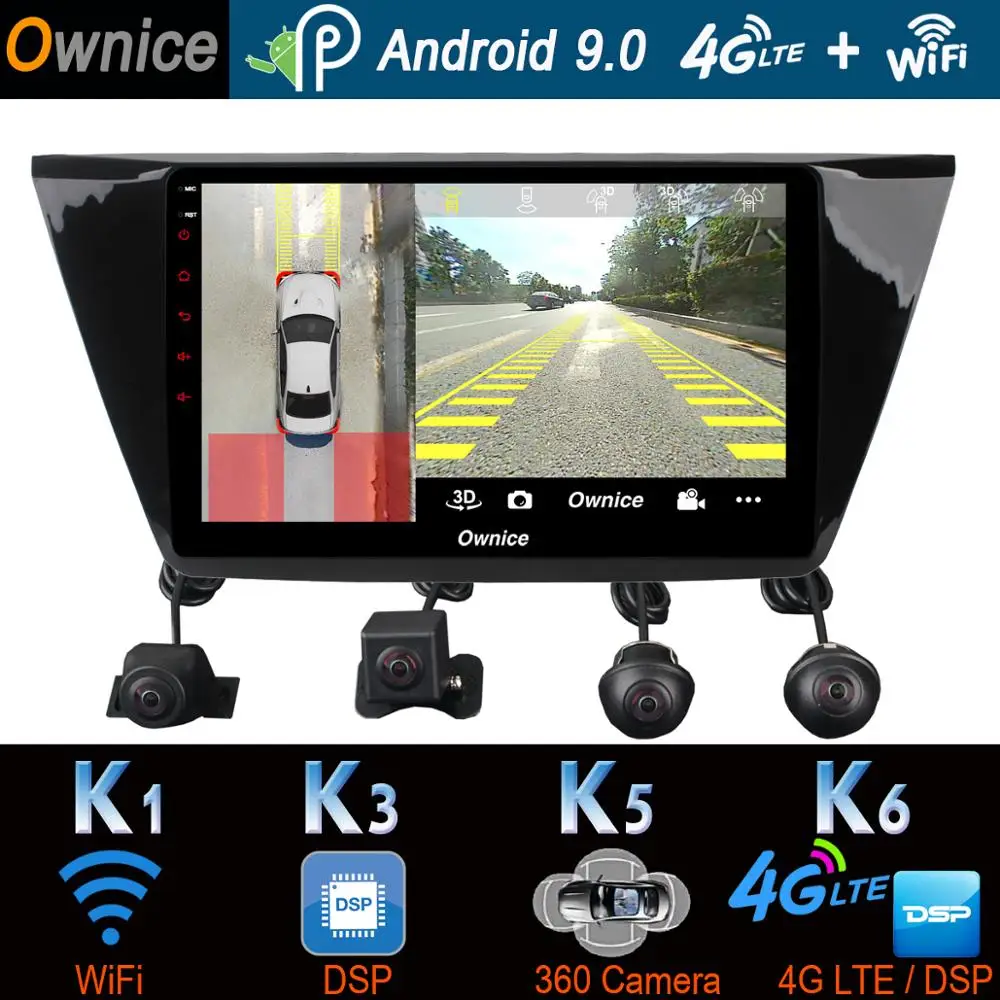 Панорамная AHD-камера 360 ° 4G LTE SIM Wi-Fi Android 9 0 8 ядер 4 Гб + 64 ГБ DSP CarPlay автомобильный