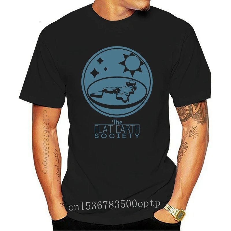 

New Flat Earth Society logo Black T shirt funny