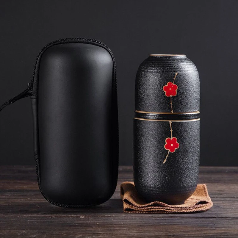 Портативный керамический чайный горшок Gaiwan, чайные чашки ручной работы, дорожная и офисная концентрическая чашка, набор из китайской глины, бутылка для воды, дорожный пакет