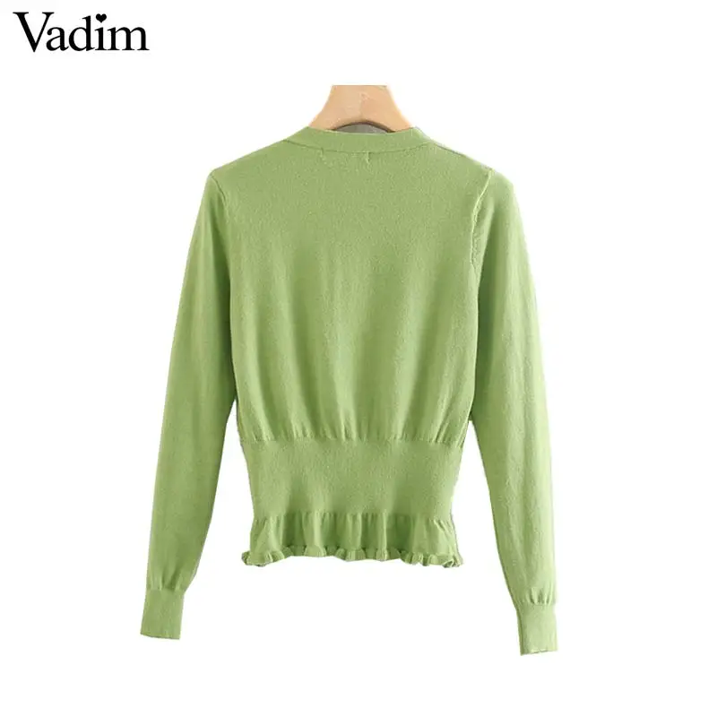 Женское элегантное платье vadim с оборками вязаный кардиган длинным рукавом и