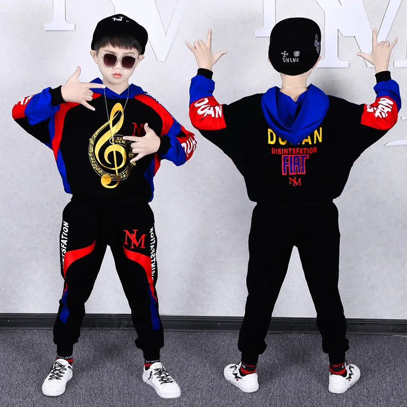 

Спортивный костюм для мальчиков из 2021 хлопка, комплект одежды для улицы, топ и штаны, Детская Одежда для танцев в стиле хип-хоп для подростков, 6, 8, 10, 12, 14 лет, 2 шт.