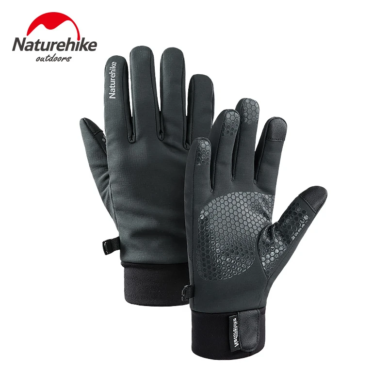 Black Naturehike новые зимние уличные плюс бархатные теплые перчатки брызгозащищенные сенсорный экран беговые ветрозащитный для езды спортивные перчатки - Цвет: Black