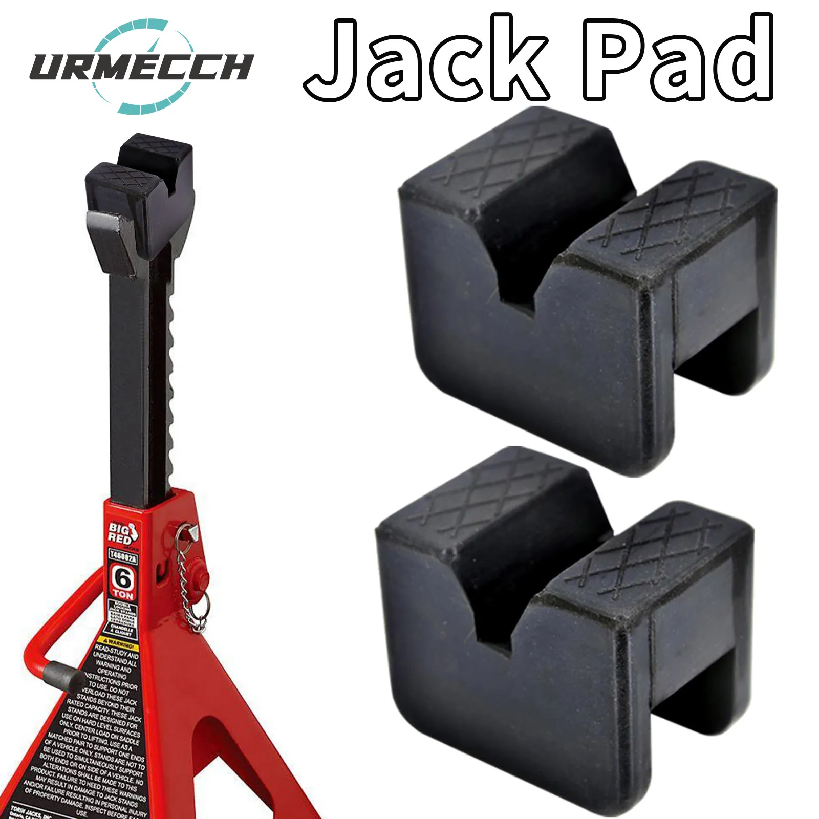 2x Universal Rubber Slotted Square Jack Pad Adapters For Stand Car Lift Lifting Adaptor With Frame Stand Rail Pinch Max 3 Tons