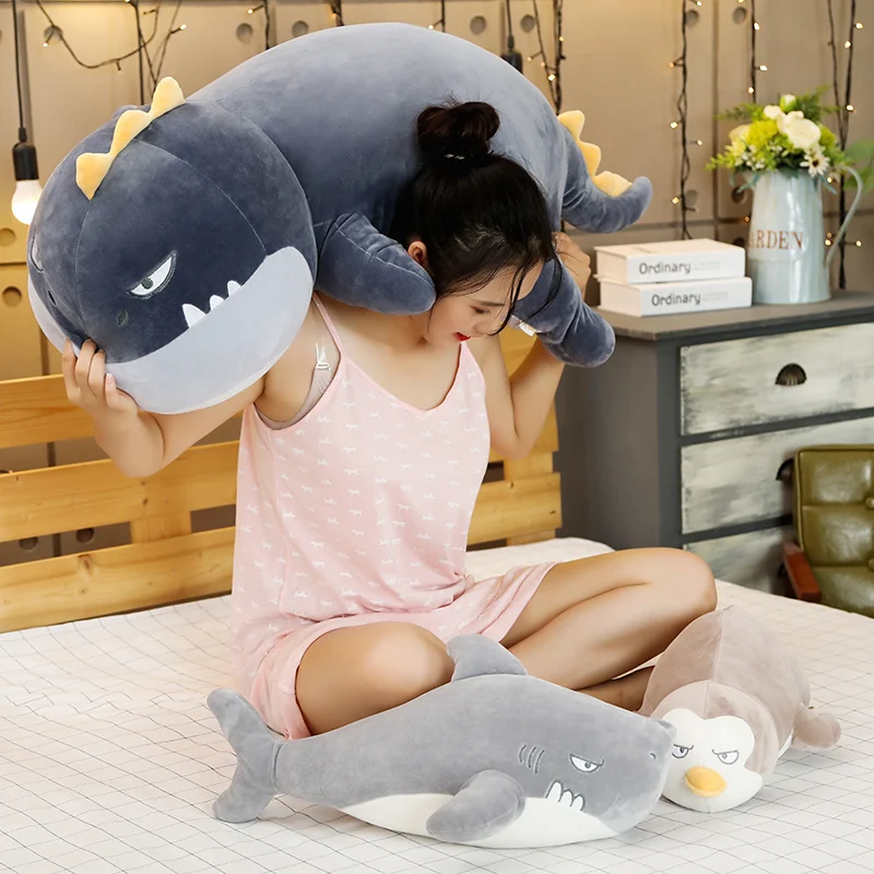 110 см кровать angry Shark спальная Подушка Пингвин уплотнения подходит для детей и подушка для взрослых море животное кукла плюшевый подарок для детей