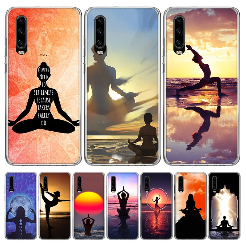 

Yoga Meditation Mandala Sun Cover Phone Case For Huawei P30 Lite P20 P40 P50 Mate 40 30 20 10 Pro Luxury Clear Print Shell Coque