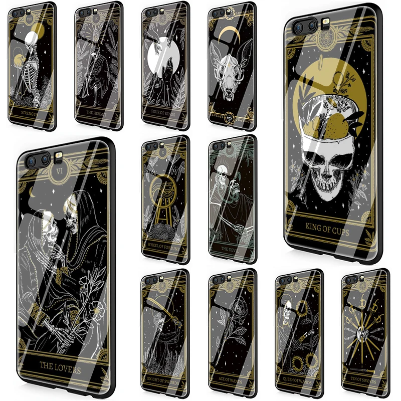 Чехол для телефона из закаленного стекла EWAU Death Tarot Huawei P10 P20 P30 Lite Pro P