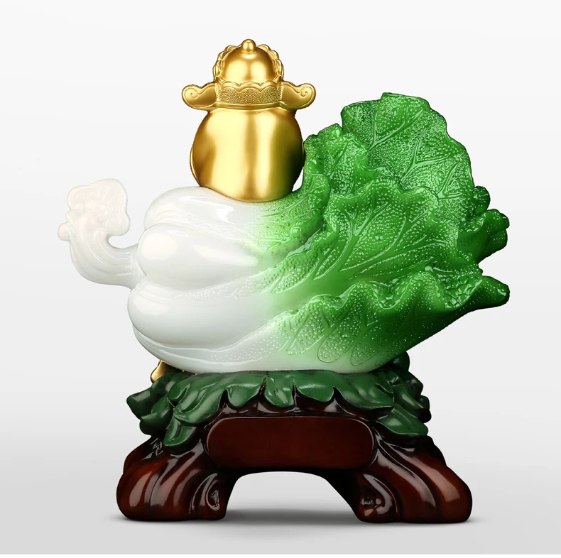 

Feng shui Wedding business gifts Chinese furnishing best luck lucky absorption and transport Jin Chan jade cabbage jade