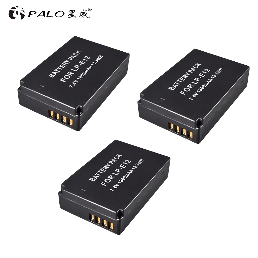 

3PCS PALO LP-E12 LPE12 LP E12 Rechargeable Li-ion Battery For Canon EOSM M10 M50 M100 Rebel SL1 100D KISS X7 Camera