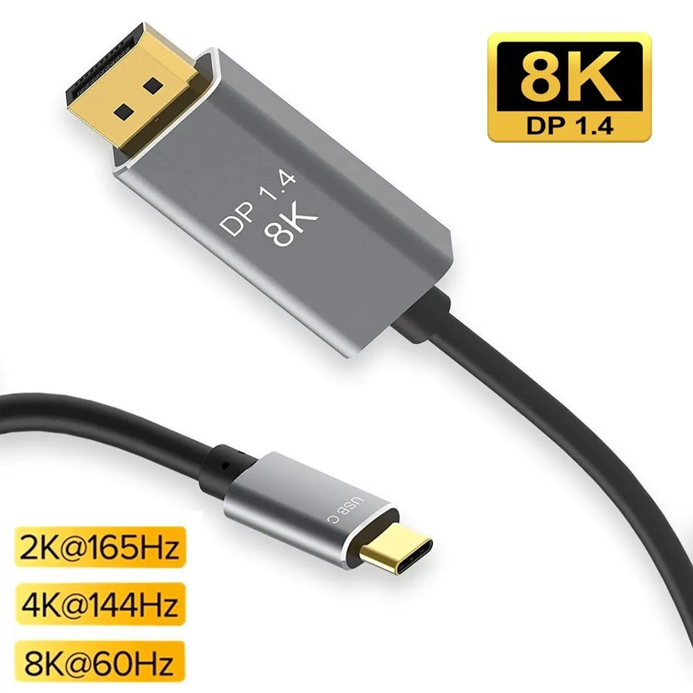 Кабель USB C к DisplayPort 8K кабель Type 3 1 порту дисплея 4 Thunderbolt и DP1.4 для MacBook Pro нового iPad