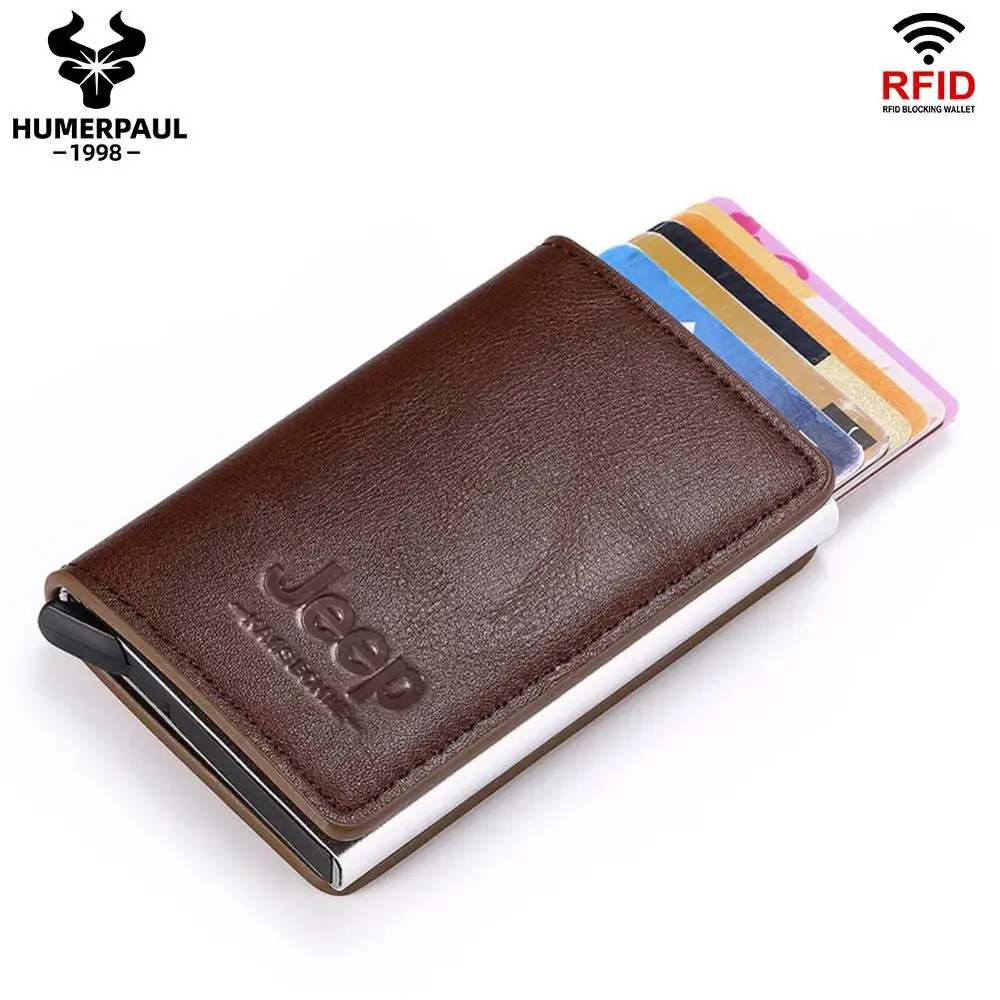 Защитный кошелек с Rfid-защитой мужской держатель для кредитных карт кожаный