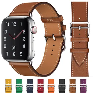 Роскошная кожаная Петля для iWatch Series SE 6 5 4 3 2 1 44 мм, ремешок для Apple Watch Band 38 мм 42 мм, браслет