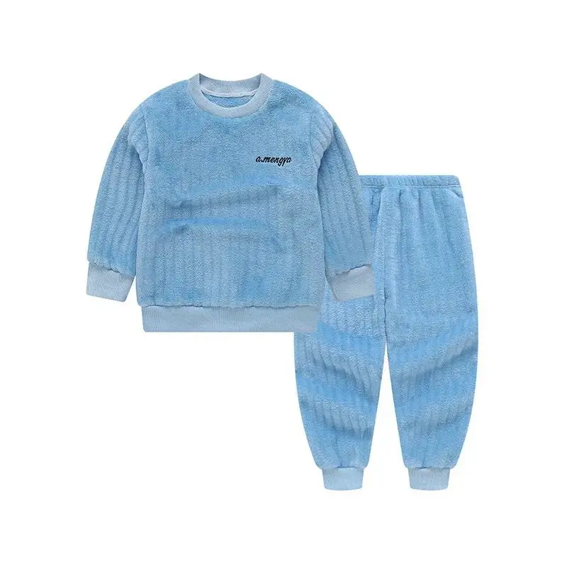2021 nuevo invierno de los ni&ntilde;os trajes de pijama c&aacute;lido pijamas para ni&ntilde;os ni&ntilde;as espesar ropa de franela de lana de los ni&ntilde;os Set de ropa de casa-0