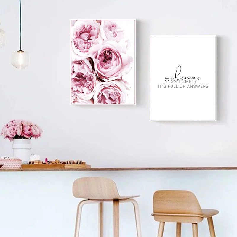 Настенная картина с цитатами в скандинавском стиле Картина на холсте розовыми