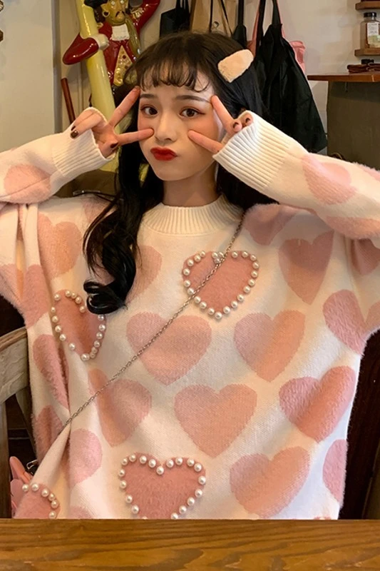 Осеннее милое сердце вышивка женские свитера 2019 новый корейский Любовь