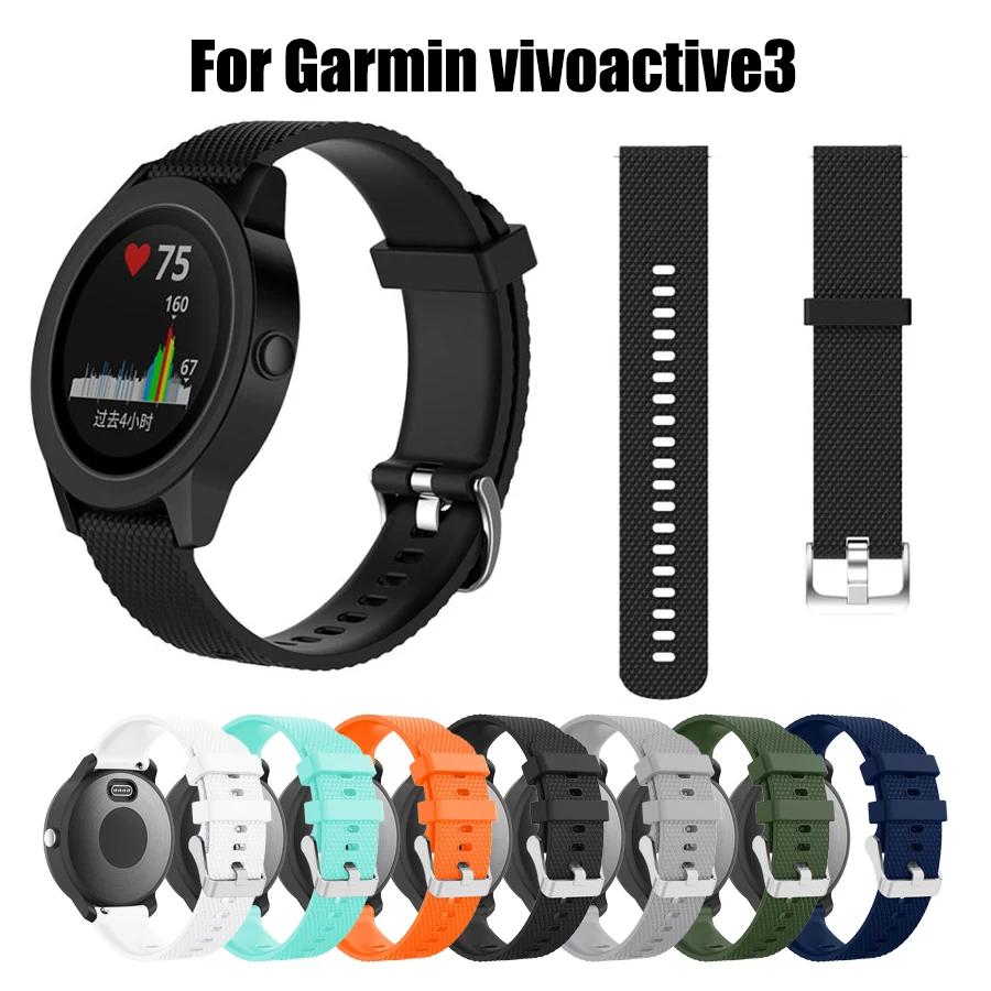 

20mm Strap For Garmin vivoactive3/Vivomove HR Soft Silicone Replacement Watchband Wrist Band Strap Bracelet for Forerunner 645