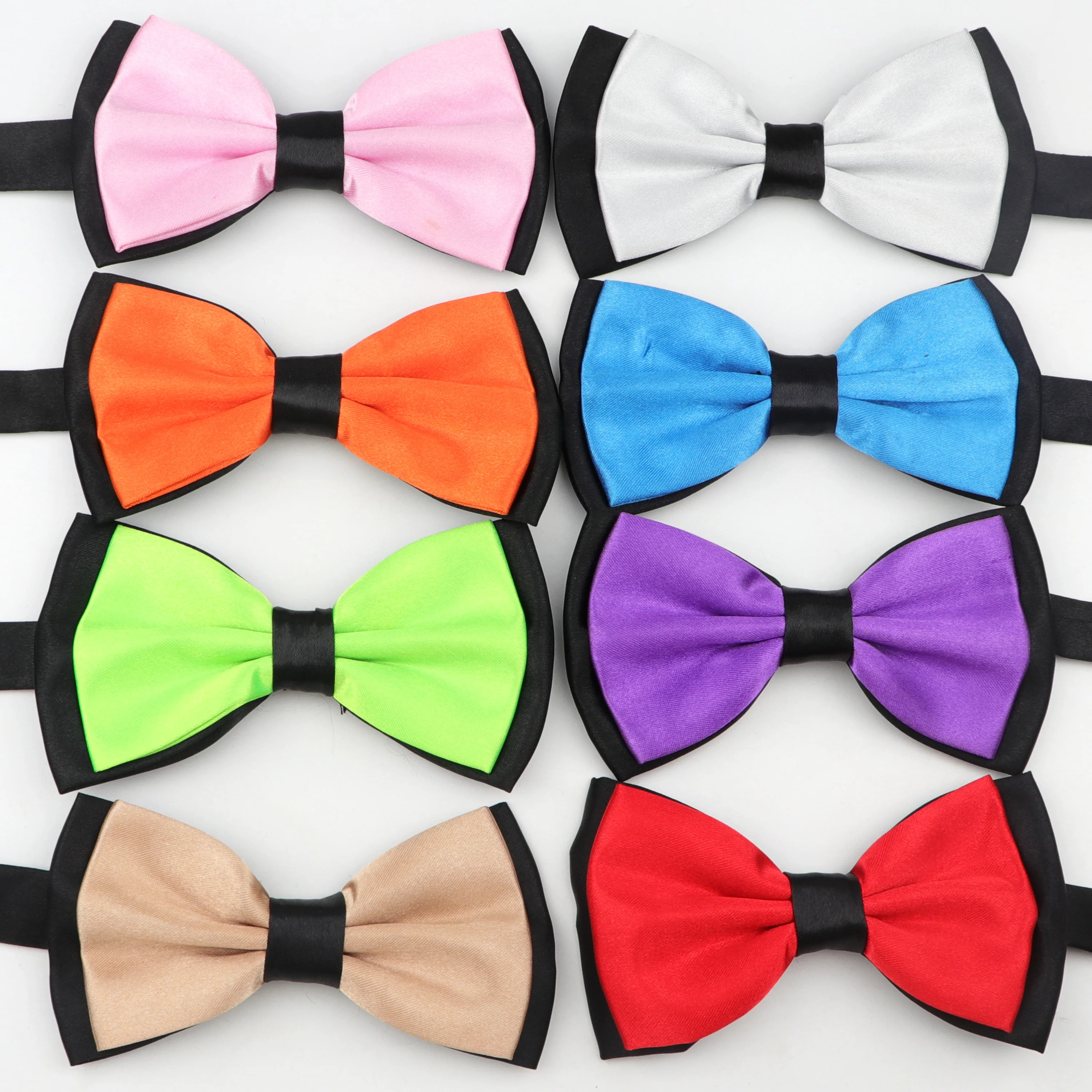 Solid Colorful Bowtie Tuxedo Classic Ties Adjustable Plain Two Tone Bow Tie Polyester Butterfly For Wedding Party Dinner