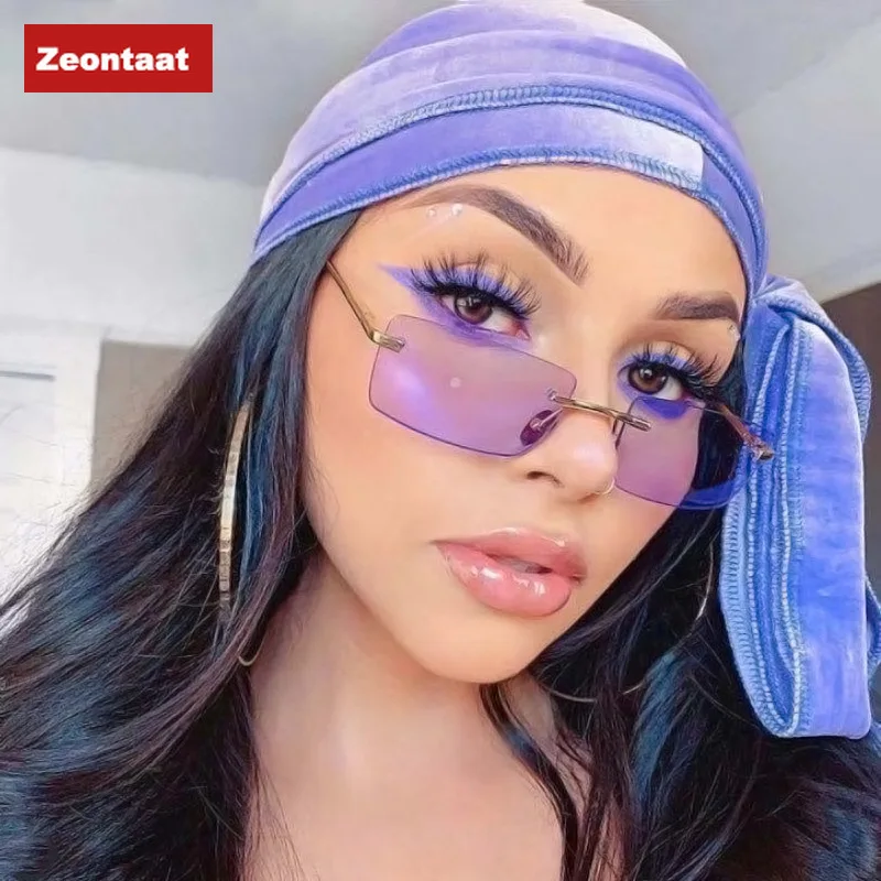 Солнечные очки без оправы для мужчин и женщин прямоугольной формы модные