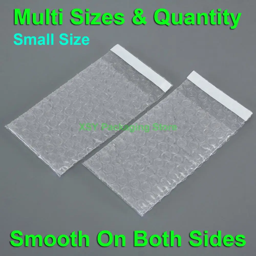 Multi Sizes & Quantity Smooth On Both Side Inch (2.5 - 3.5) x (3 - 7.5) Clear Packing Bubble Bags (65 - 90mm) x (80 - 190mm)