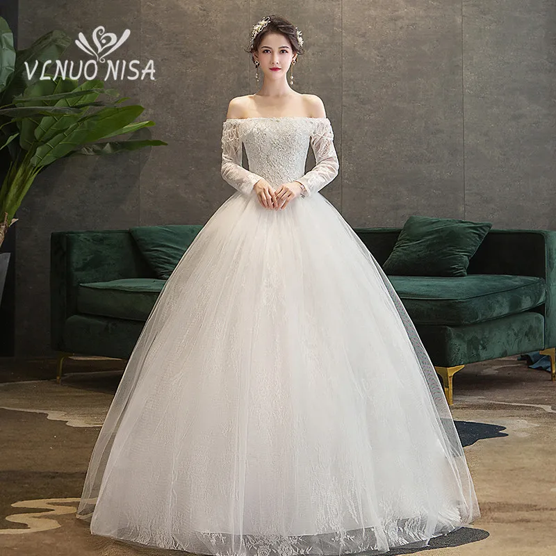 Vestido De Noiva Новое кружевное свадебное платье элегантное с вырезом лодочкой бисером