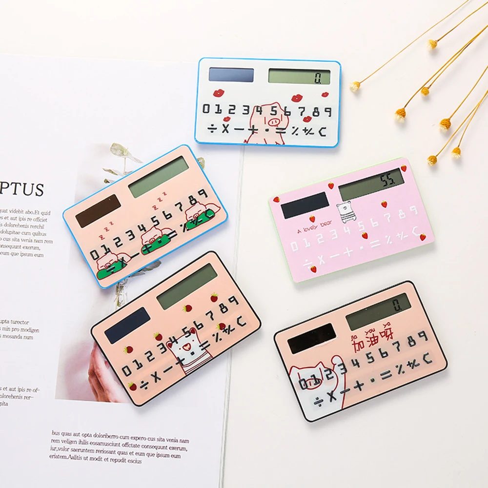 Mini Size Calculator Ultra-thin Cute Cartoon Solar Powered 8 Digits Display Portable Random Color | Компьютеры и офис