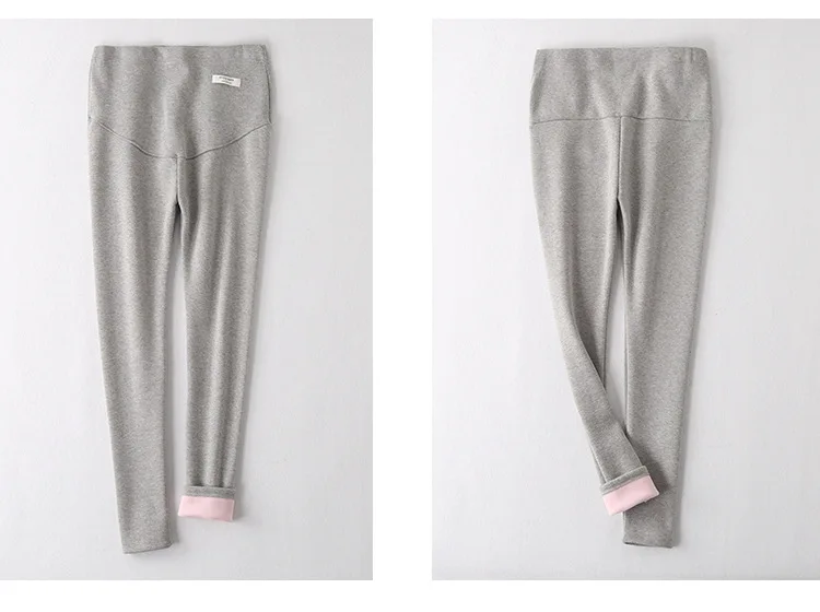 Light Gary Winter Maternity Leggings Thick Adjustable Waist Velvet Line Pregnant Women Pregnancy Clothes Pants Ropa Mujer Maternal - Цвет: Light Gary