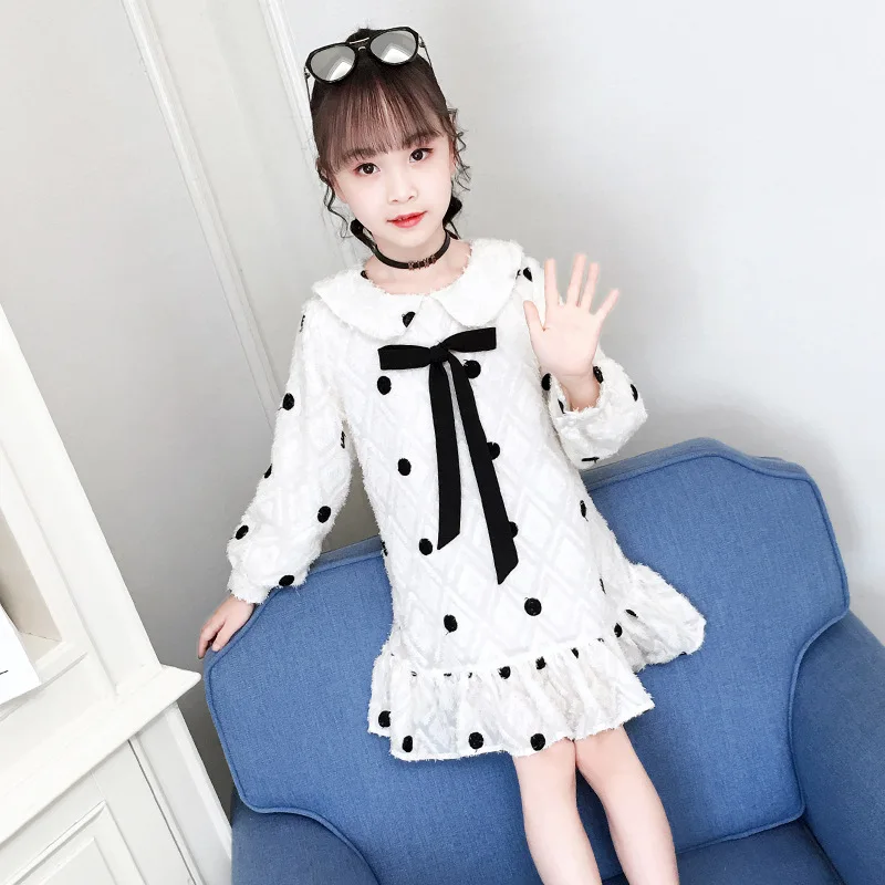 Детская одежда 2019 г. платье с длинными рукавами для девочек новое модное