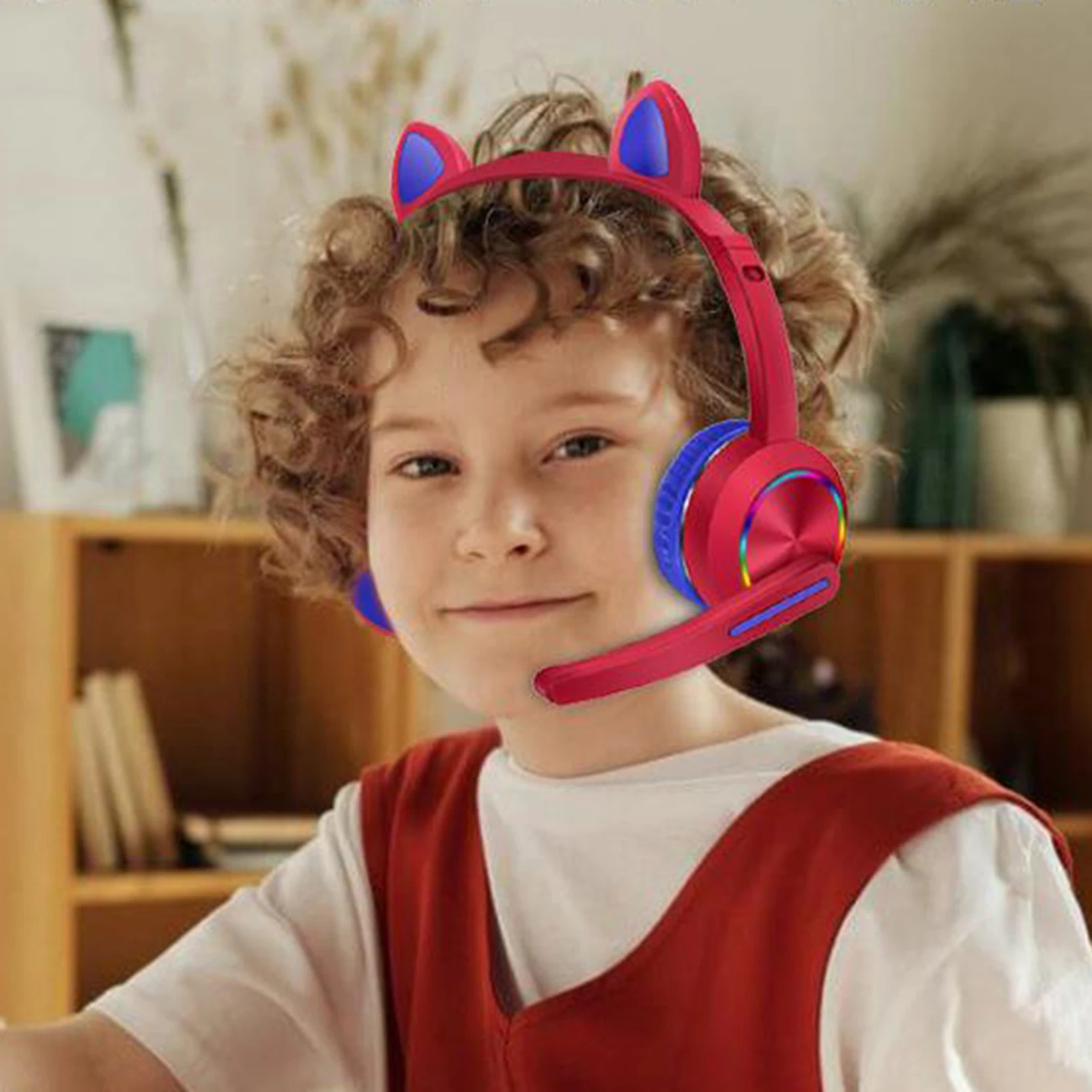

Cat Ear Headphone Bluetooth 5.0 Wireless Headset LED Earphone w/ Mic for Kids Adults