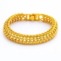 12mm beads mesh men bracelet wrist chain yellow gold filled classic fashion jewelry gift