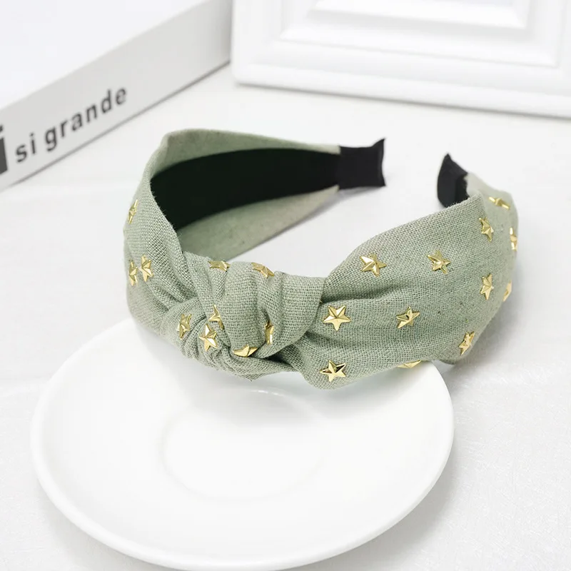 2019 летний атласный богемный центр обруч с бантиком золотыми звездами штамповки