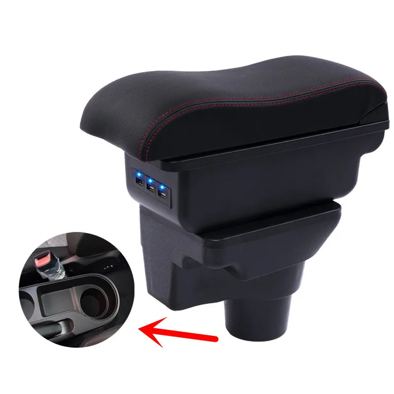 For Kia Rio 4 X-line armrest box central Store content Storage KIA armresrt with cup holder ashtray products USB interface | Автомобили и