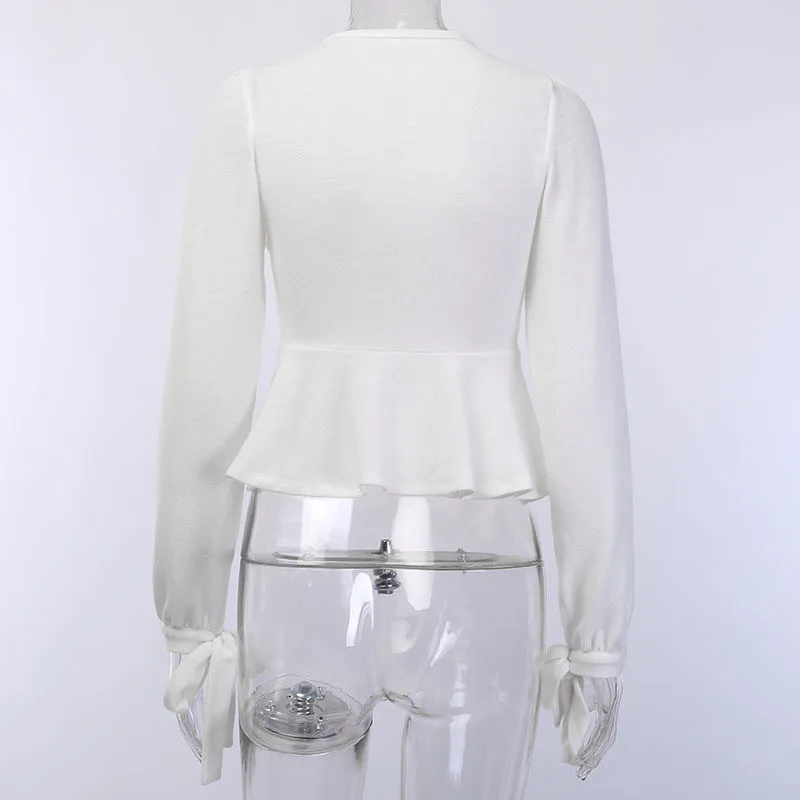 Yuqung/женские рубашки с длинным рукавом и глубоким v-образным вырезом трикотажный