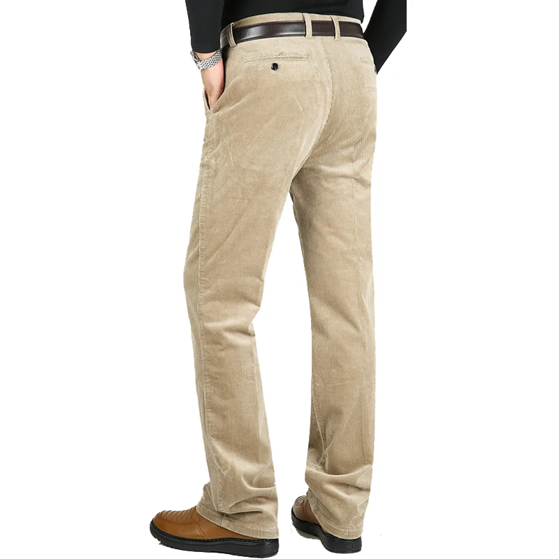 

Winter Warm thick corduroy trousers male high waist loose casual corduroy pants straight stretch High Quality Solid Cotton pants
