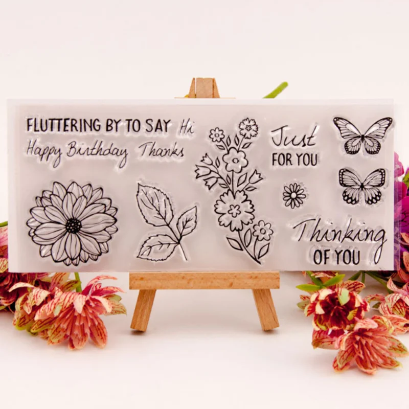 

1pc Flower Butterfly Transparent Clear Silicone Stamp Seal Cutting DIY Scrapbook Rubber Coloring Embossing Diary Decor Reusable