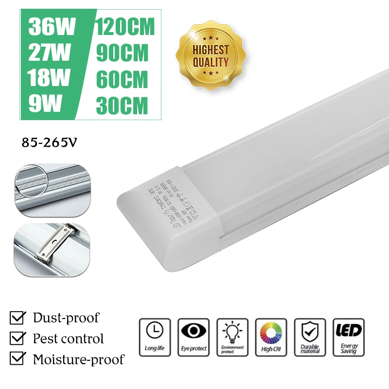 

30cm/60cm/90cm/120cm LED Batten Linear Cool Light Bar Fluorescent Tube Lamp For Office Workshop Home Tri-proof Batten Light