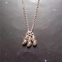 antique silver color peanut pendant necklace cute nut necklace for girls women cool pendant necklace