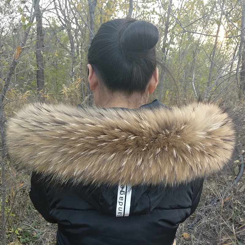 Шарф из натурального меха енота зимний капюшон декоративная шаль шарф зимнее