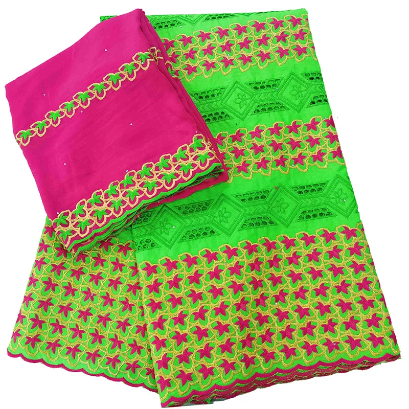 

Yellow-royal blue-fushia color Swiss Voile Lace with stones 5+2 yards HLS24 hollowed out Fashionable design 100% Cotton fabric