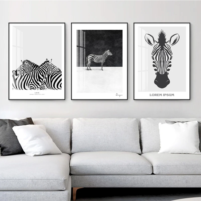 

Nordic Zebra Print Canvas Painting Modern Black And White Animal Poster Home Wall Art Decor Living Room Bedroom Cuadros Pictures
