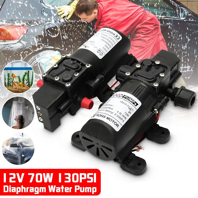 

DC 12V 130PSI 6L/Min Water High Pressure Diaphragm Water Pump Self Priming Pump 70W Automatic Switch For Car Cleaning