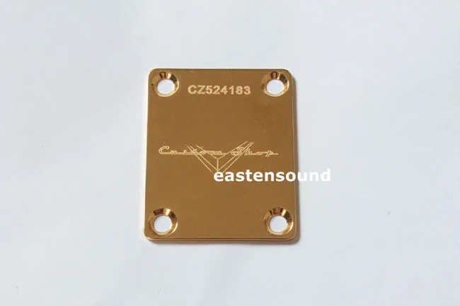 

Gold Lettering Carved Electric Guitar Neck Plate&4 Screws