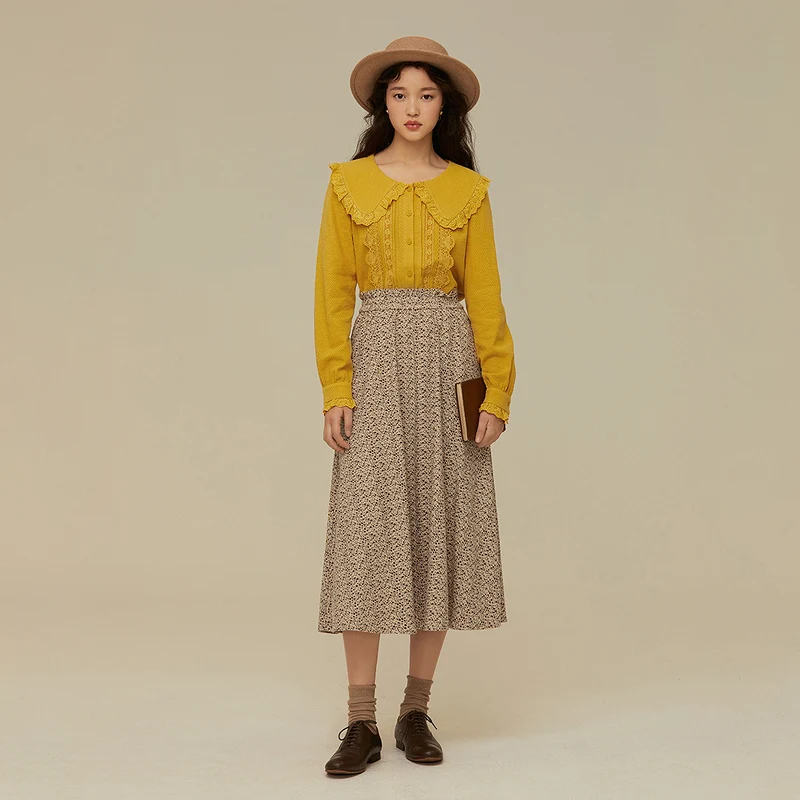 INMAN/осенне-зимняя Эстетическая юбка с цветочным принтом Элегантная женская в