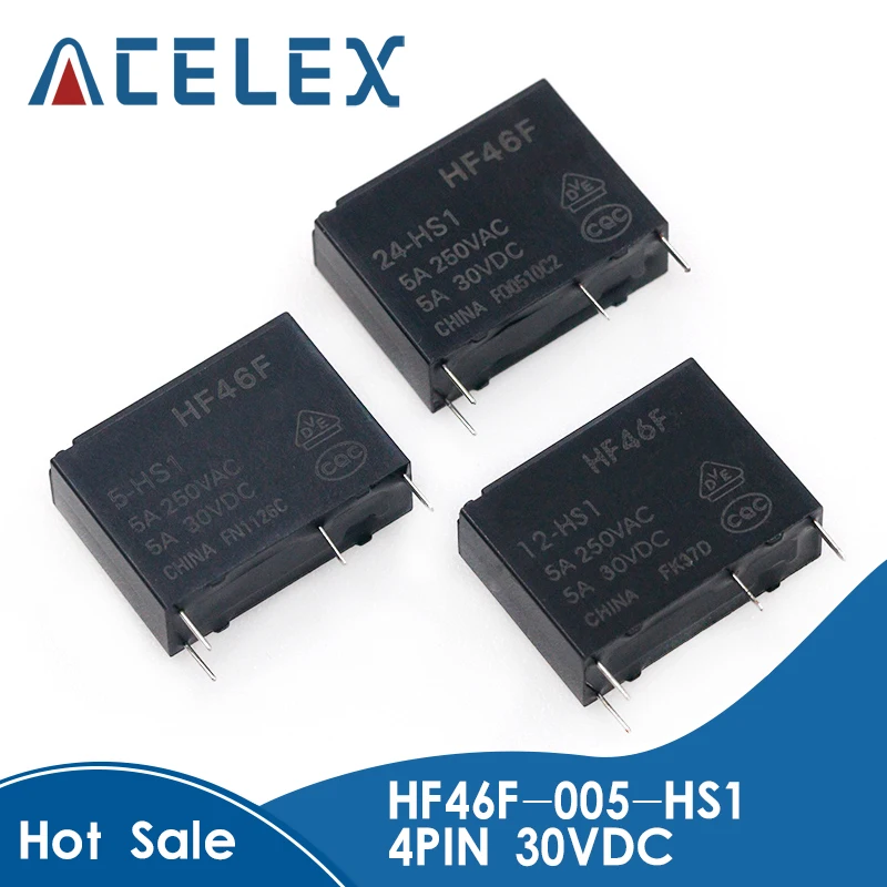 10 шт./лот реле мощности 30 В постоянного тока HF46F-005-HS1 HF46F-012-HS1 HF46F-024-HS1 5-HS1 12-HS1 24-HS1 5A