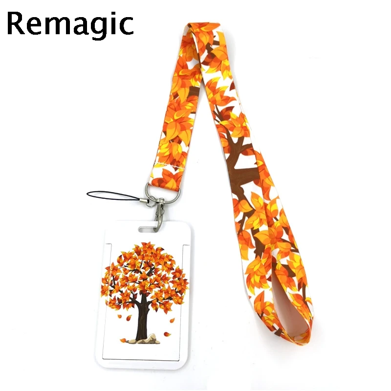 

Autumn fallen leaves Anime Lanyard Badge Holder ID Card Lanyards Mobile Phone Rope Key Lanyard Neck Straps Keychain Key Ring