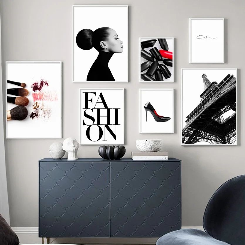 Модная женская помада на высоком каблуке с изображением башни Парижа плакаты