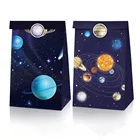 1 Набор бумажных подарочных пакетов с изображением планеты космоса, товары для детского дня рождения, мешки для конфет, украшения для космической тематической вечеринки, сувенирные пакеты