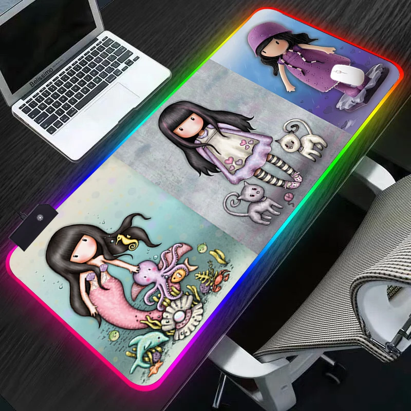 

Genshin impact Gaming Mouse Pad Computer Santoro Gorjuss Mousepad Large Mouse Mat Gamer RGB Big Mouse Carpet PC Desk RGB Mat
