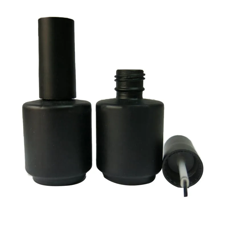 50pcs/lot 15ml Black Nail Polish Varnish Empty Bottle Cosmetic Containers UV Nail Gel Glass Bottles with Brush Cap