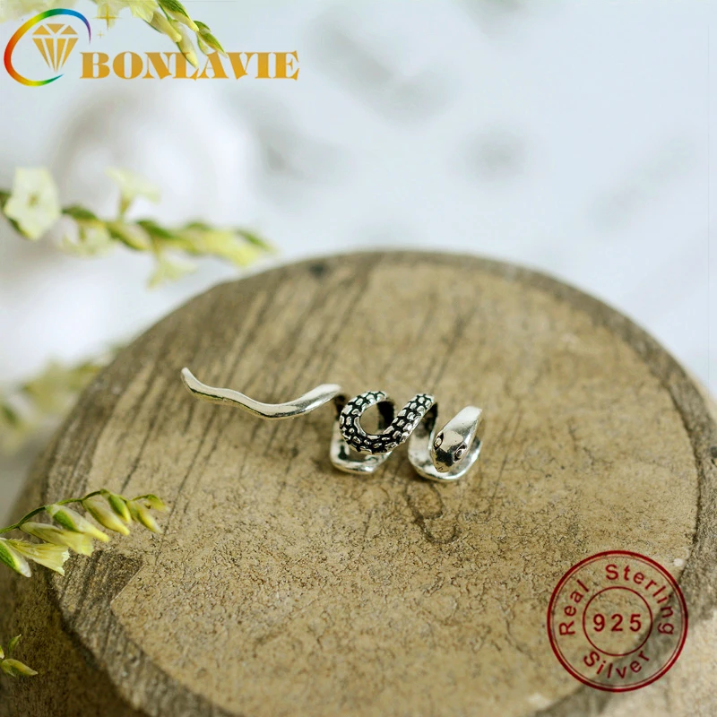 BONLAVIE S925 Серебряная Ушная зажим для ушей в форме змеи слуховая косточка